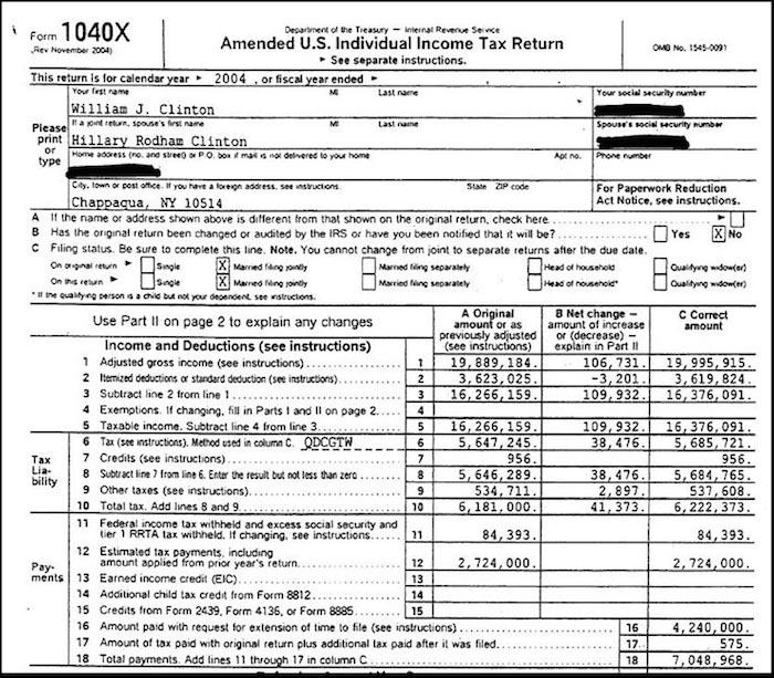 President Clinton's Income Tax Return
